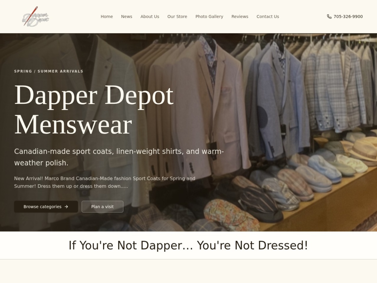 Dapper Depot Menswear website screenshot