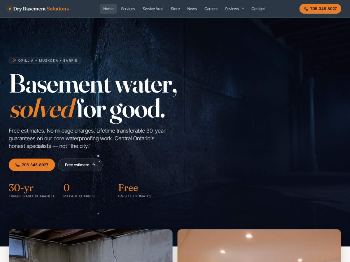 Dry Basement Solutions website screenshot