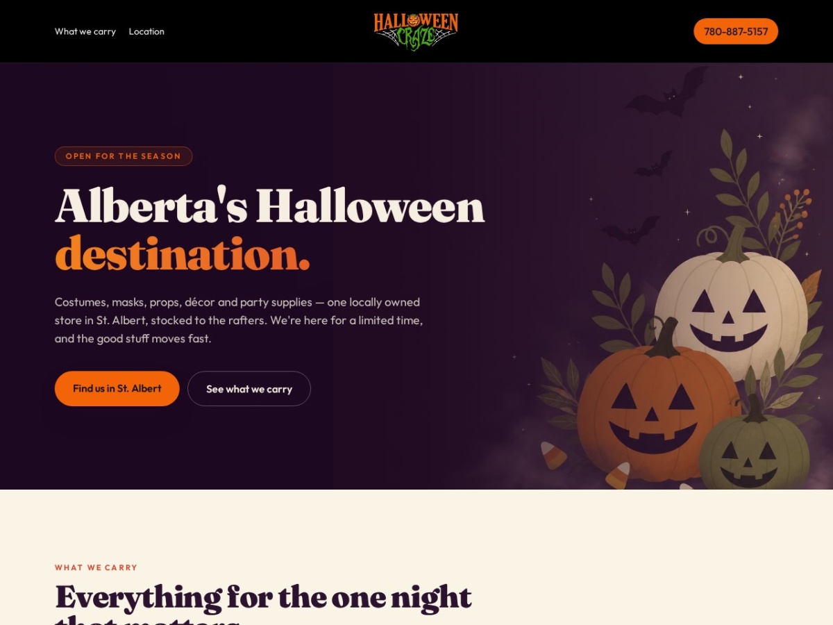 Halloween Craze website screenshot