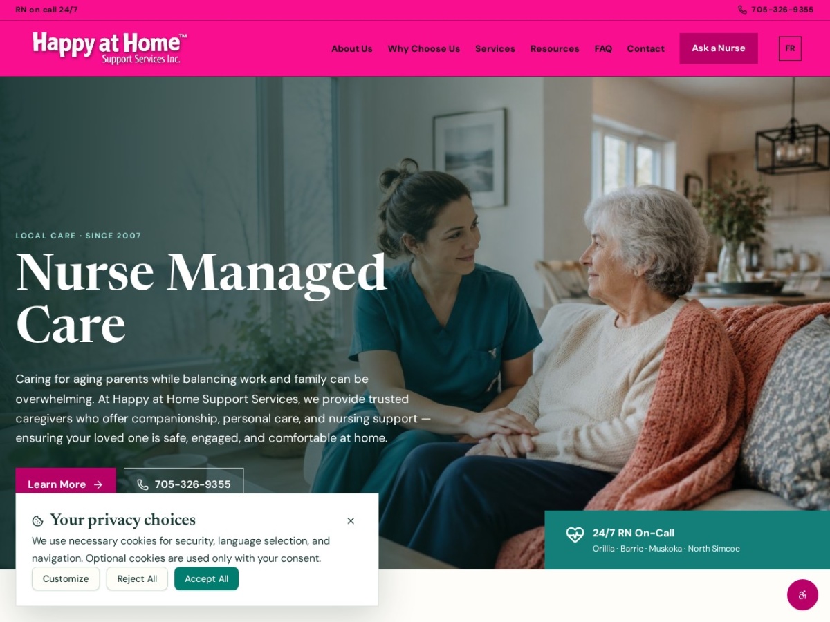 Happy at Home Support Services website screenshot