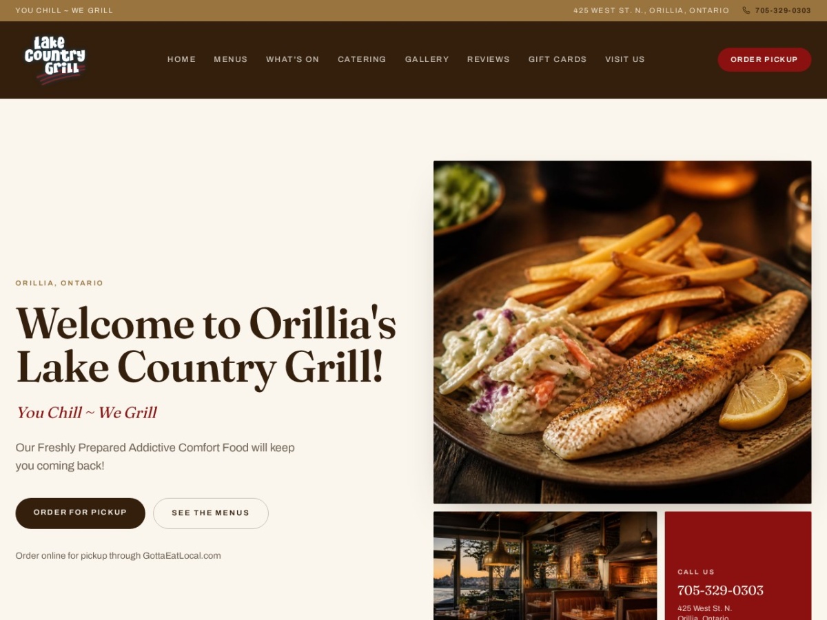Lake Country Grill website screenshot