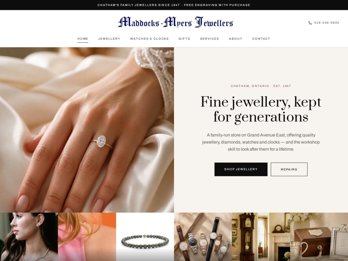 Maddocks-Myers Jewellers Ltd website screenshot