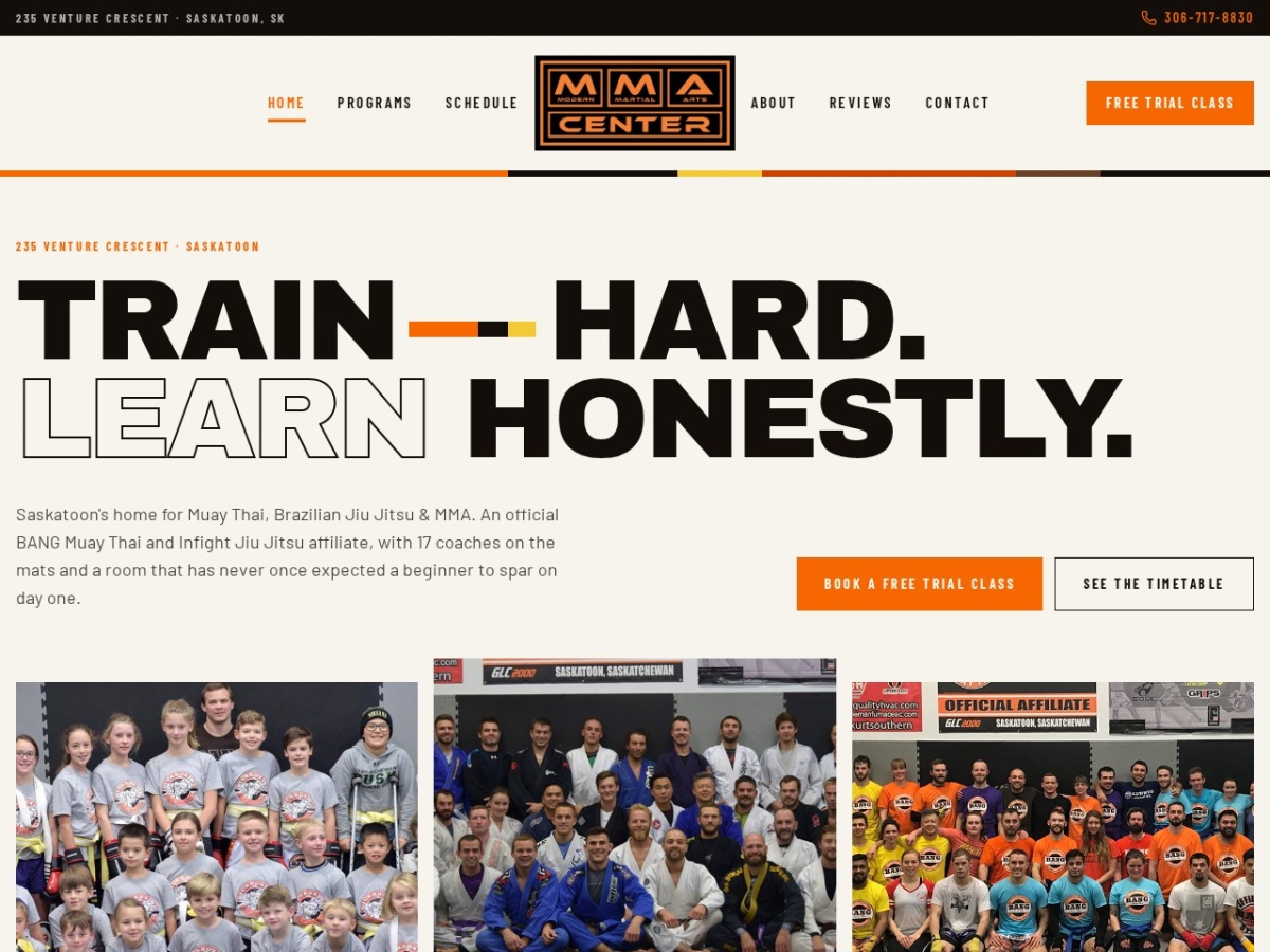 Modern Martial Arts Center website screenshot