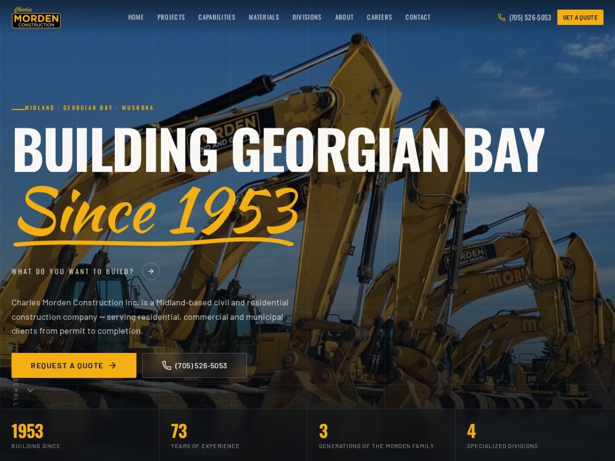 Morden Construction website screenshot