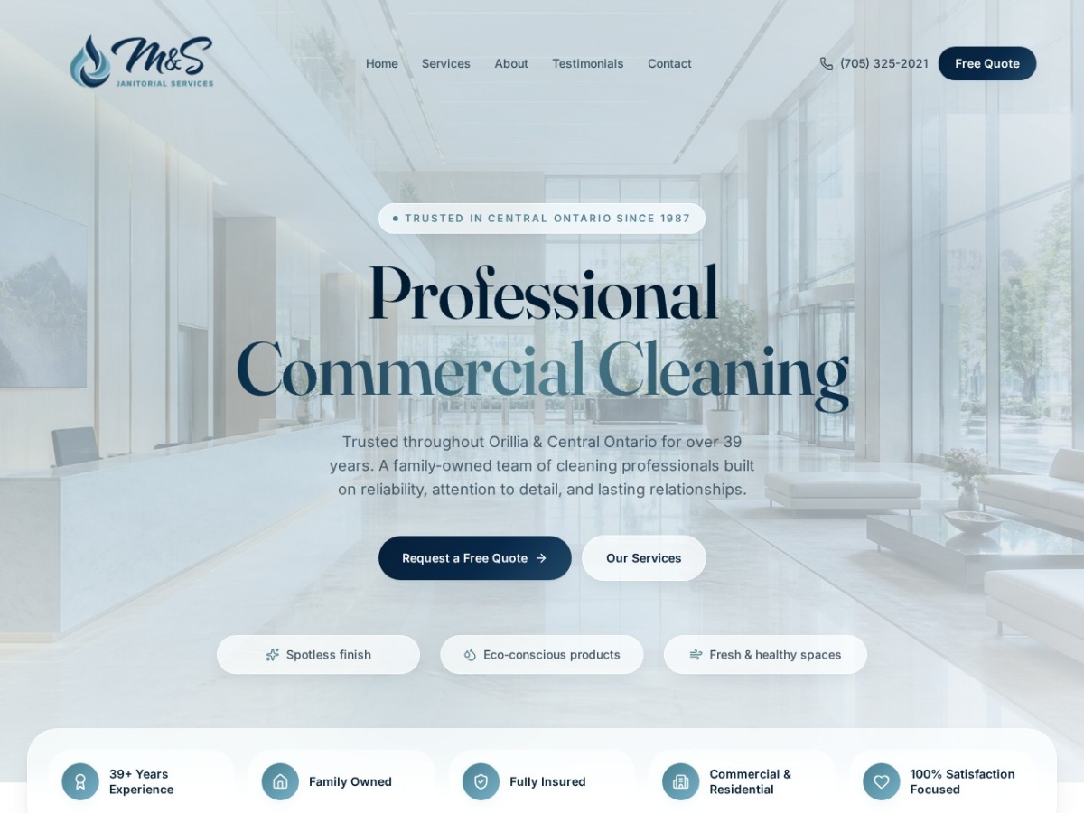 M&S Janitorial website screenshot