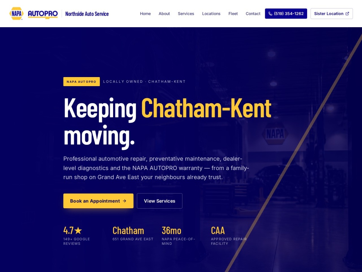 NAPA Northside Chatham website screenshot