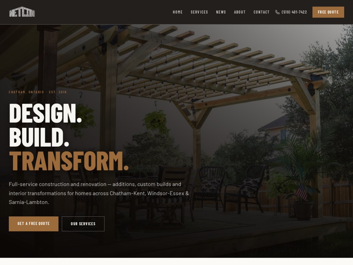 Netcon Construction website screenshot