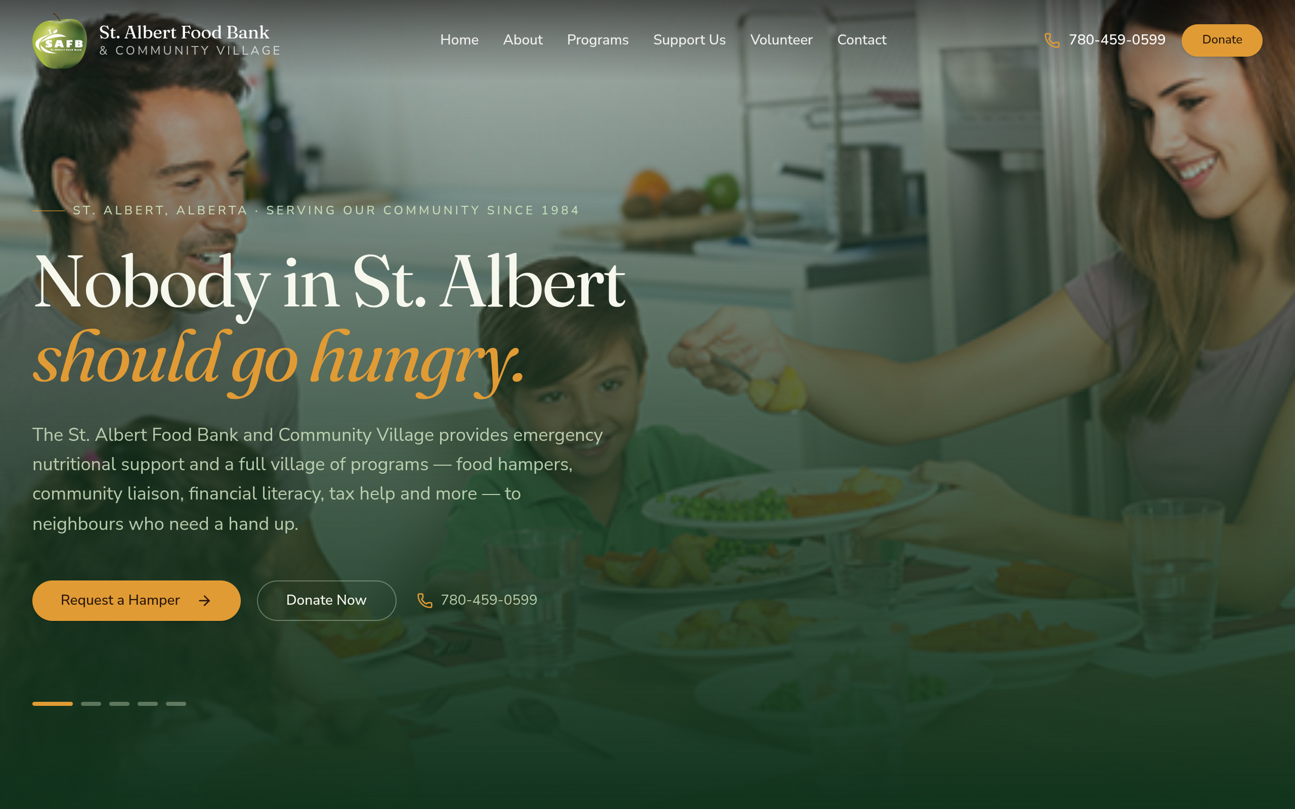 St Albert Food Bank website screenshot