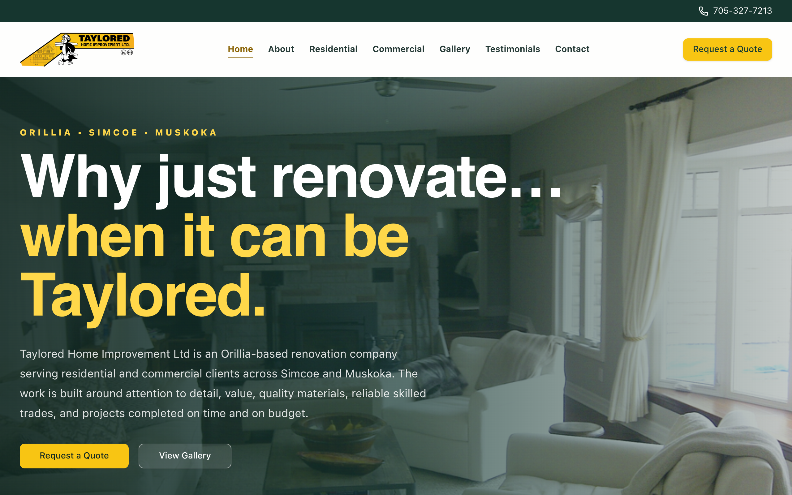 Taylored Home Improvement website screenshot