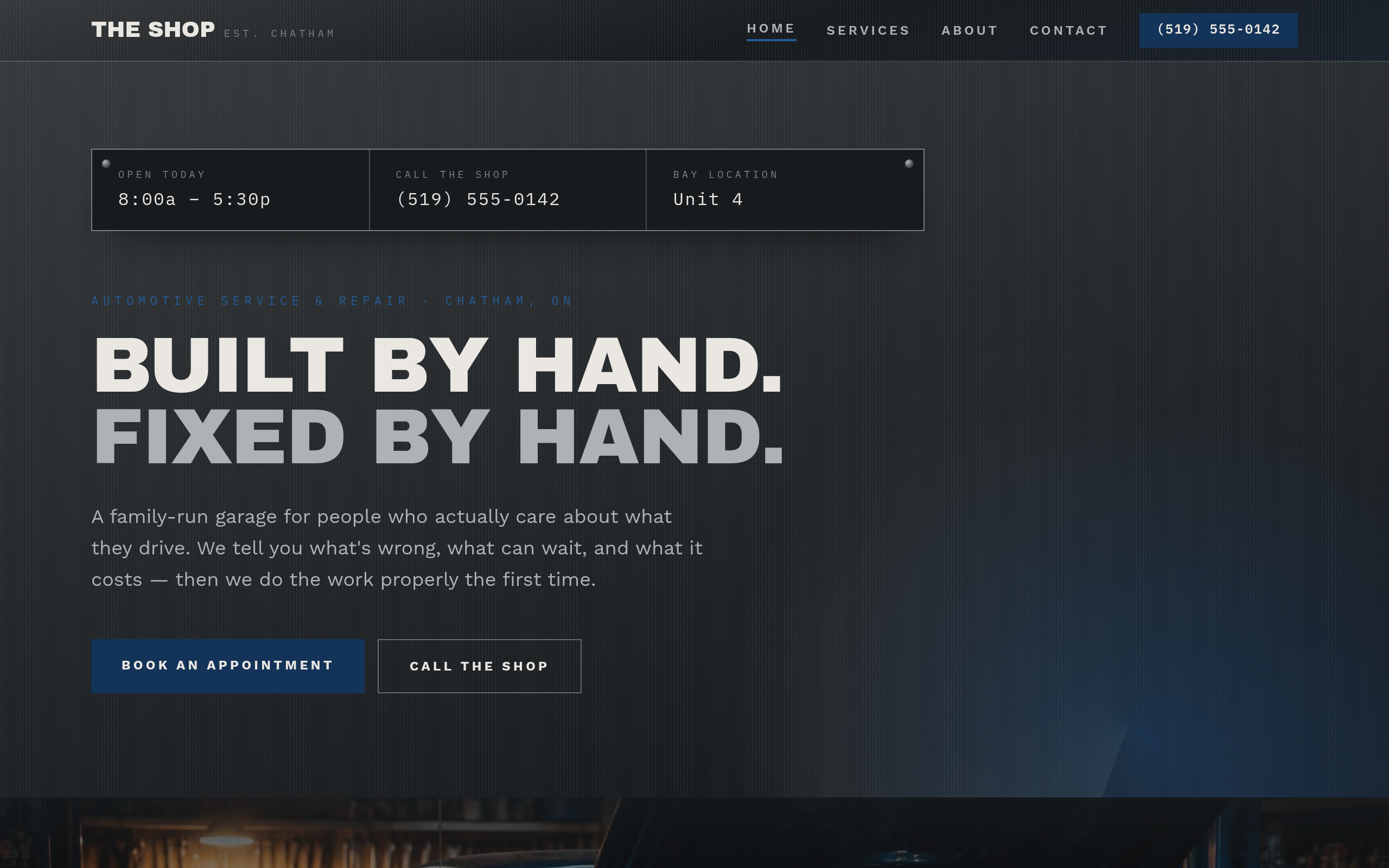 The Shop - Auto Repair and Service website screenshot