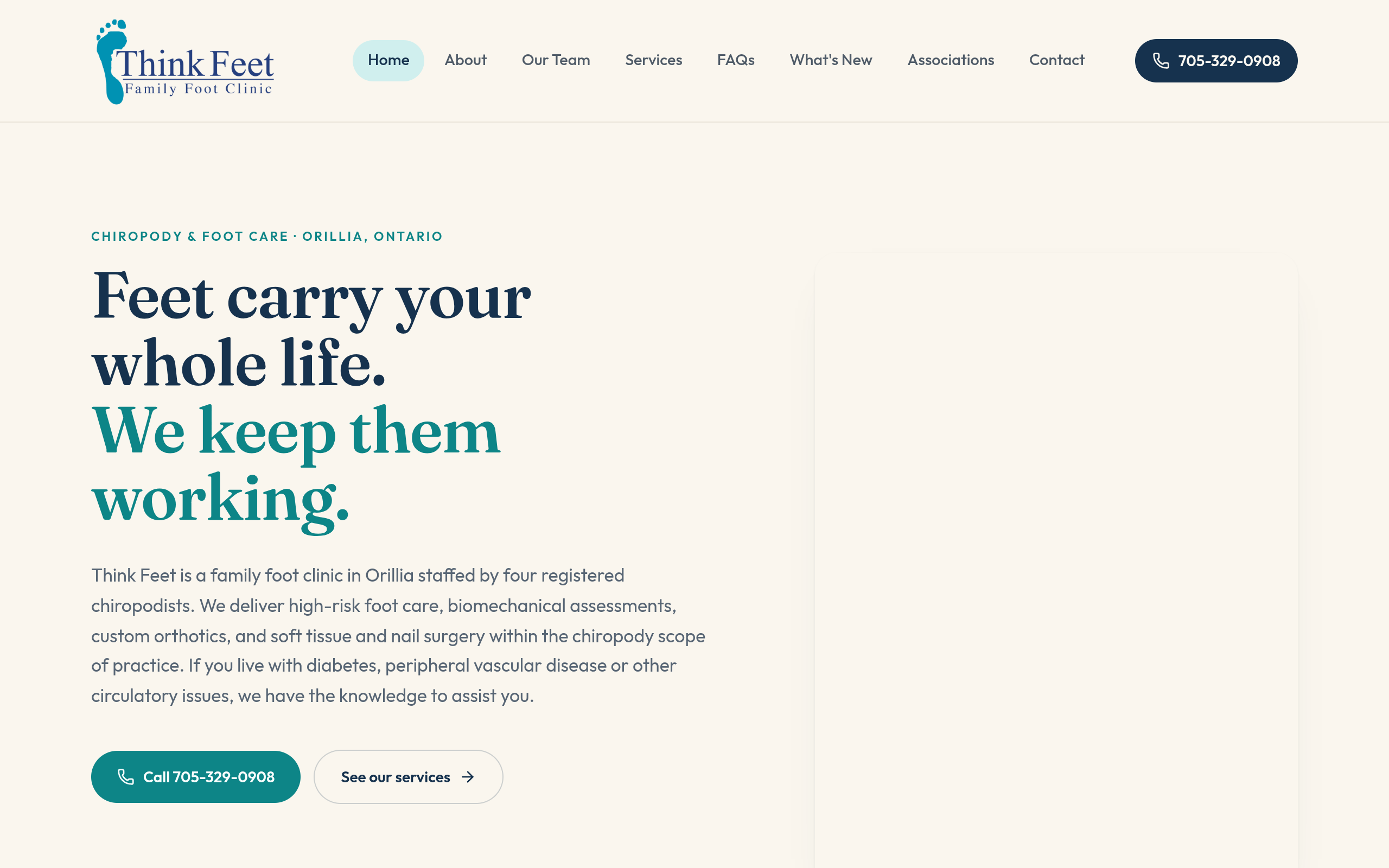 Think Feet website screenshot