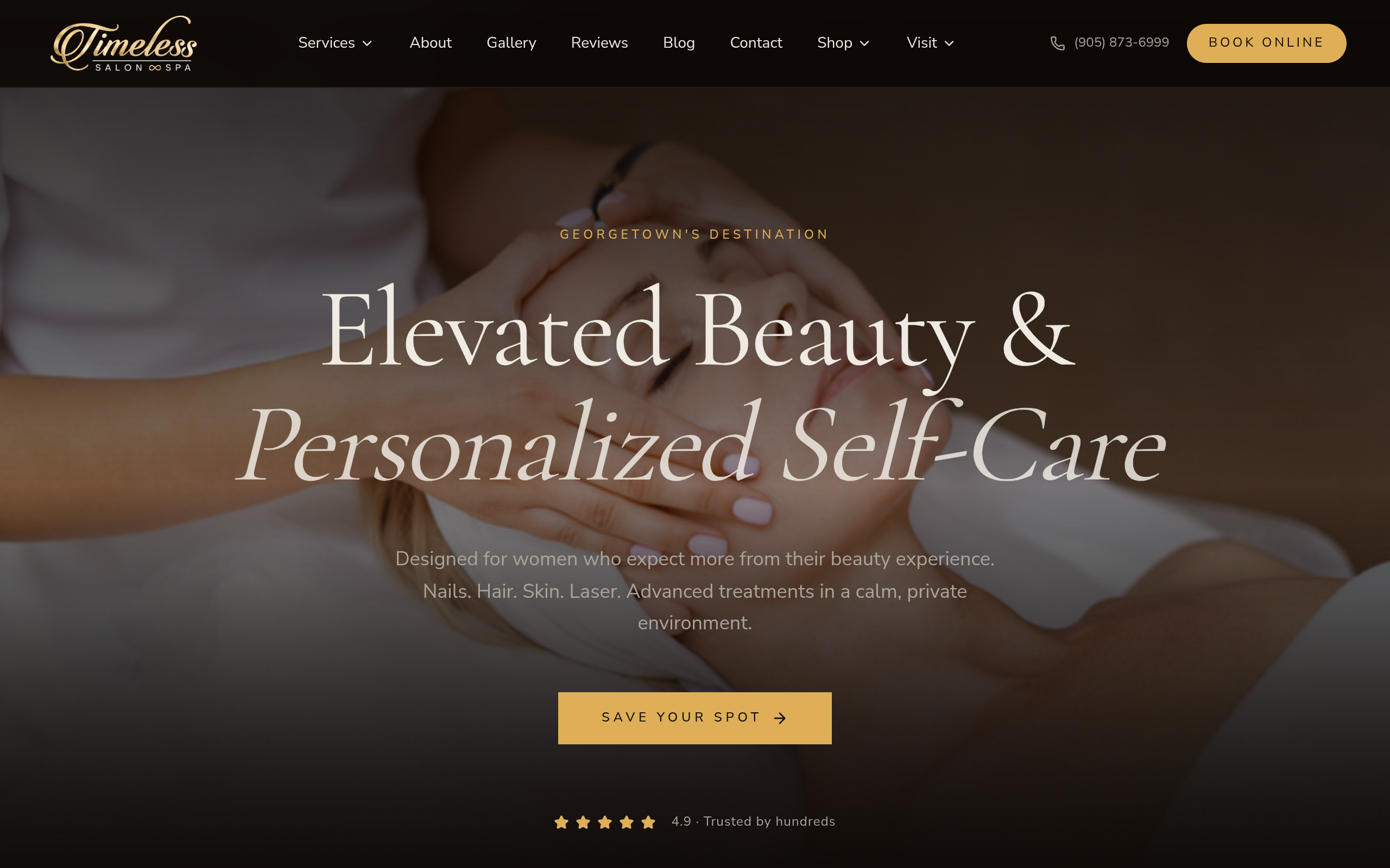 Timeless Salon website screenshot