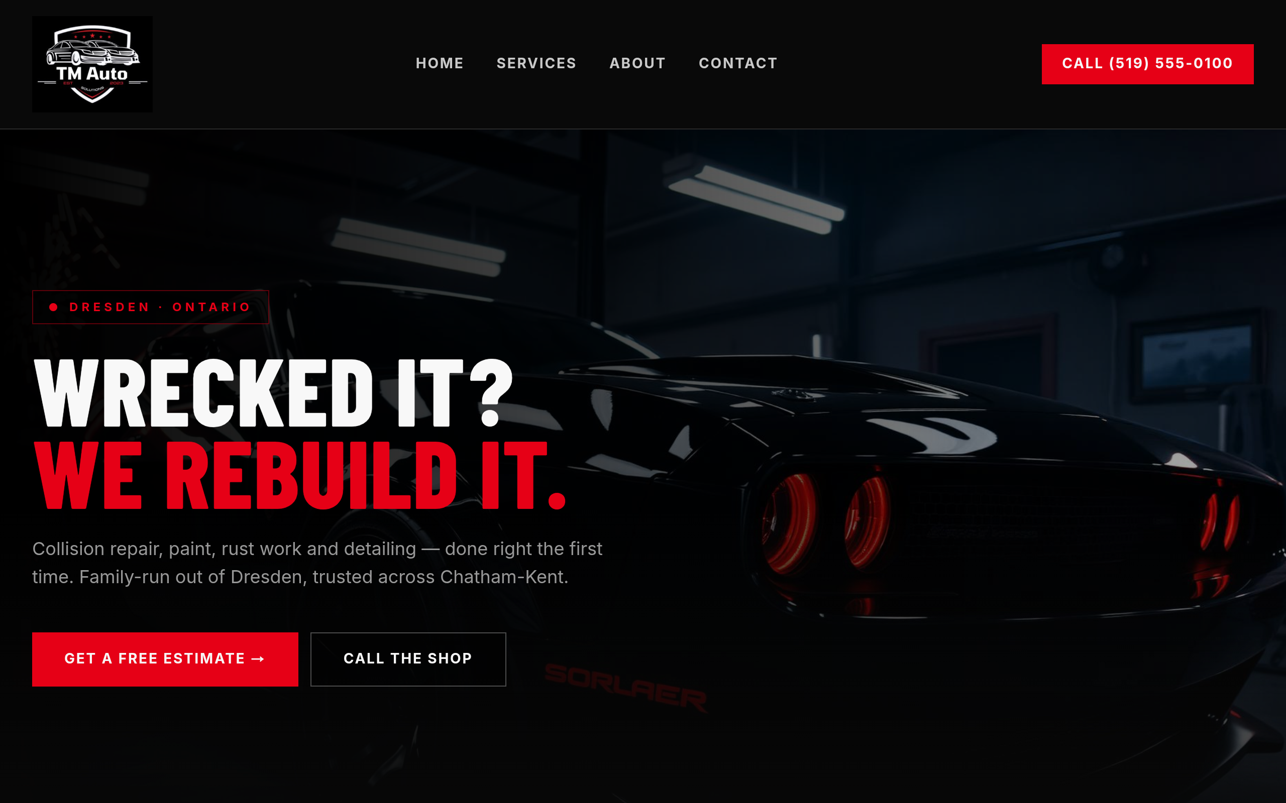 TM Auto Solutions website screenshot