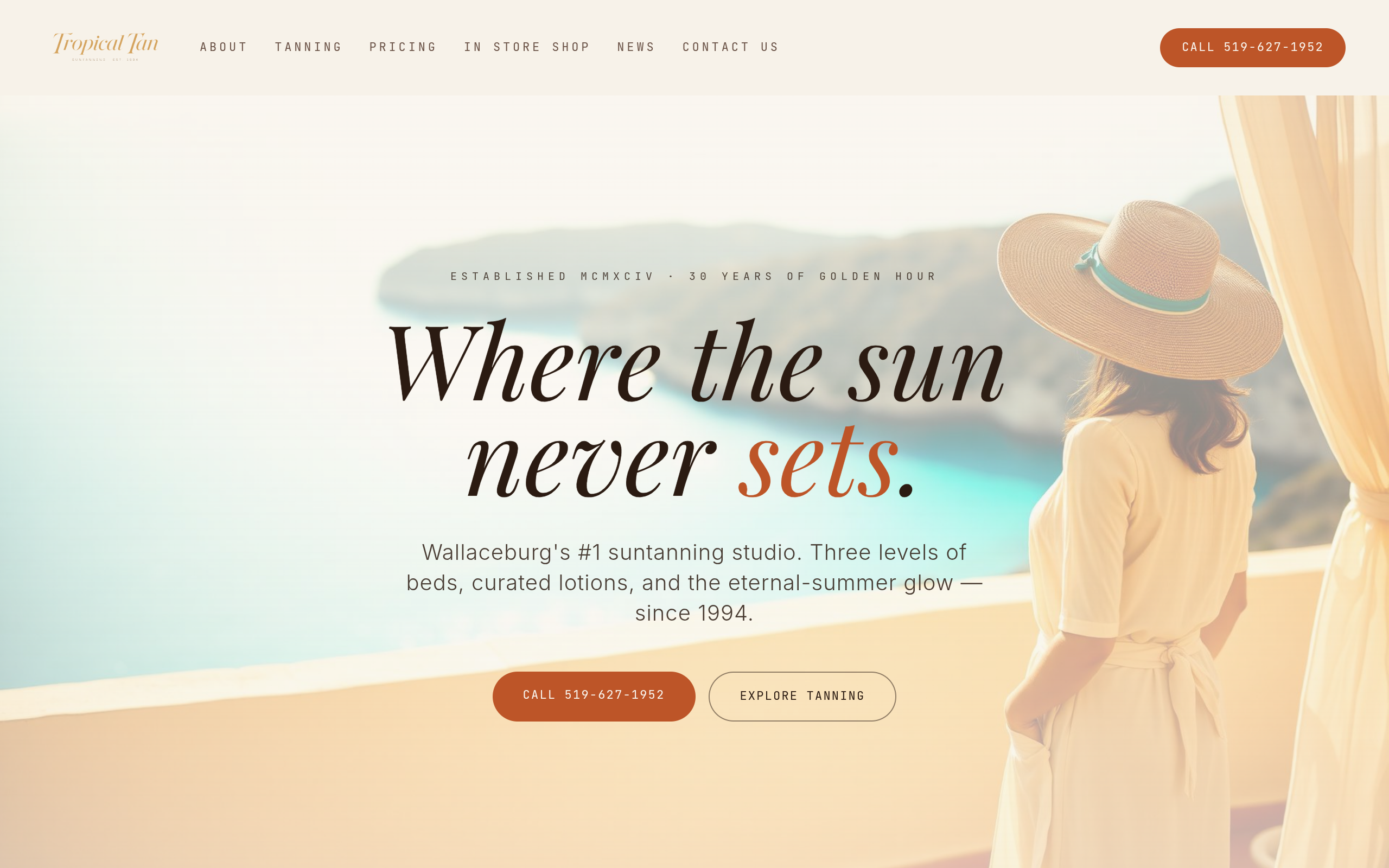 Tropical Tan website screenshot