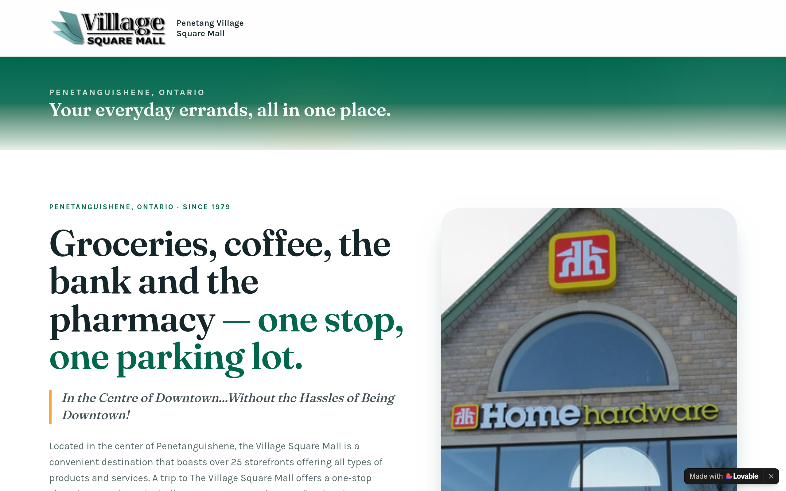 Village Square Mall website screenshot