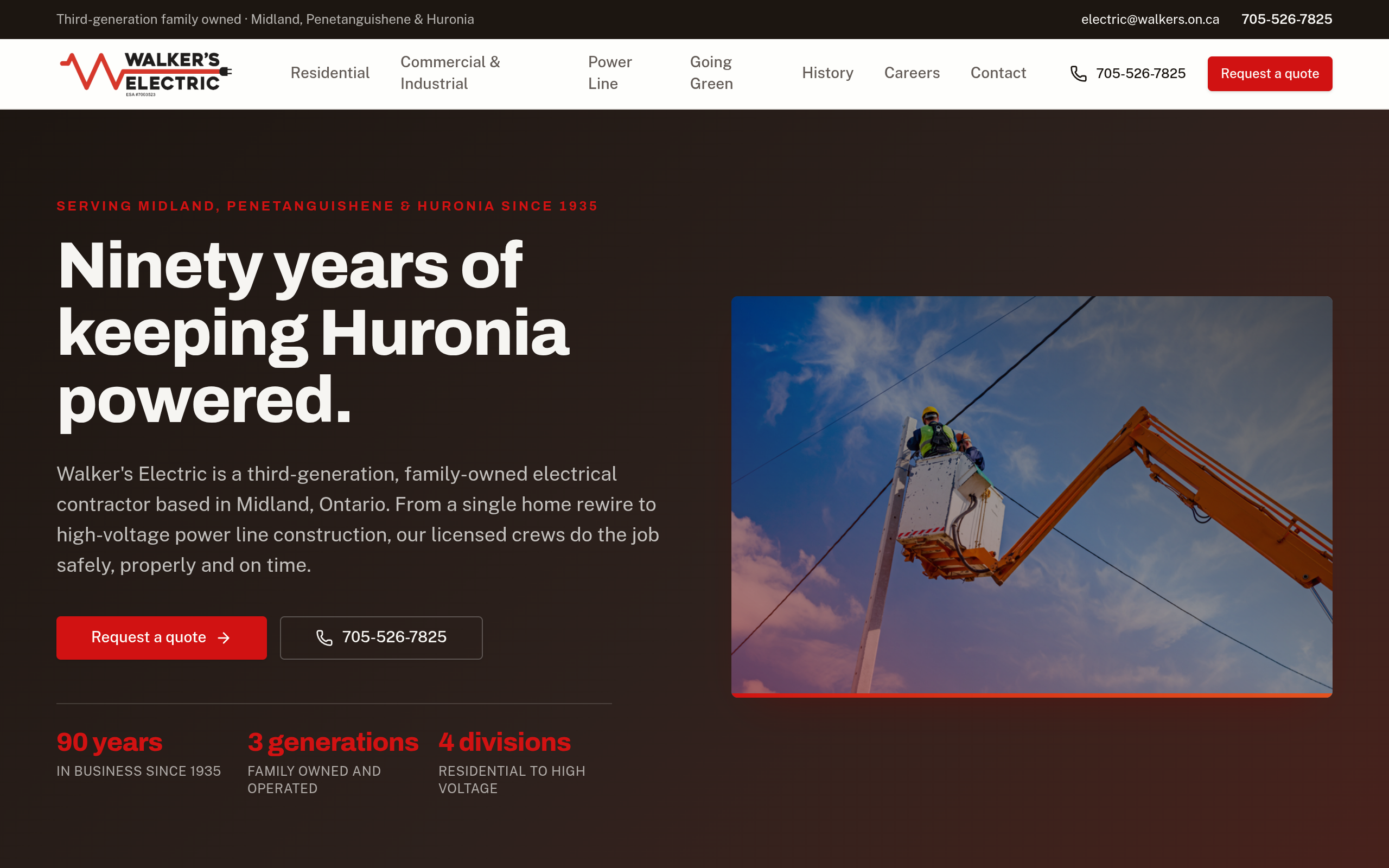 Walker's Electric website screenshot