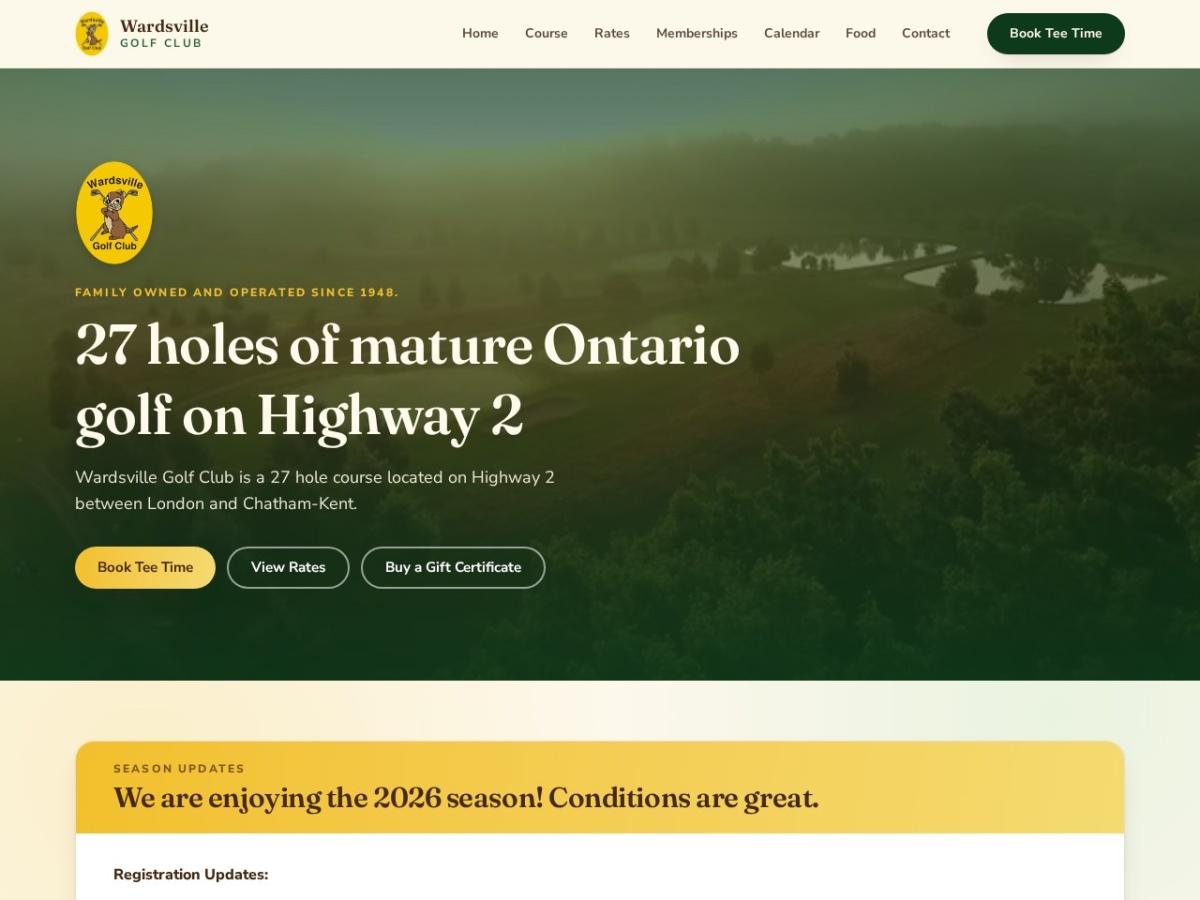 Wardsville Golf Club website screenshot