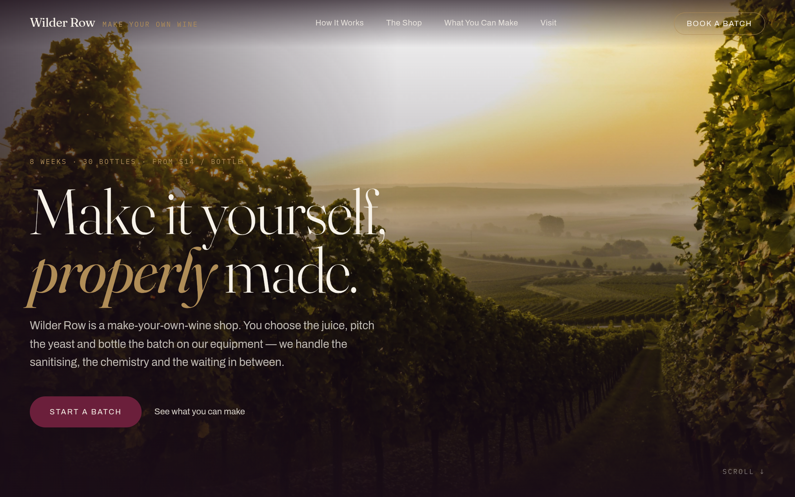 Wilder Row Showcase (winemaking) website screenshot