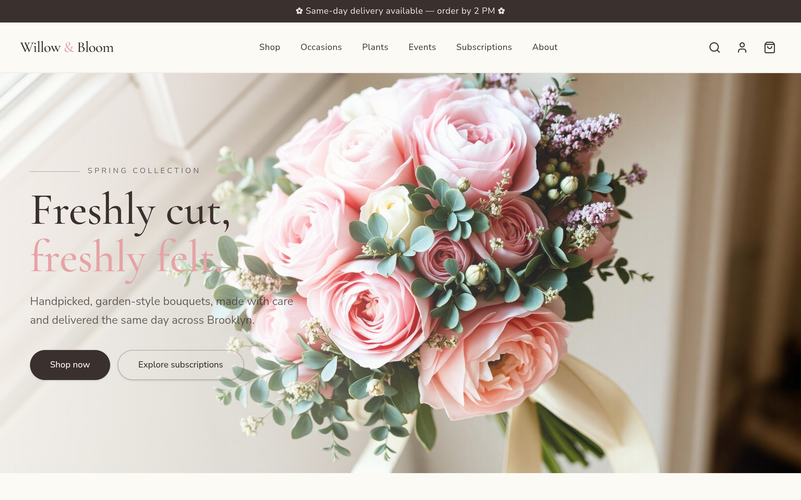 Willow & Bloom Demo website screenshot