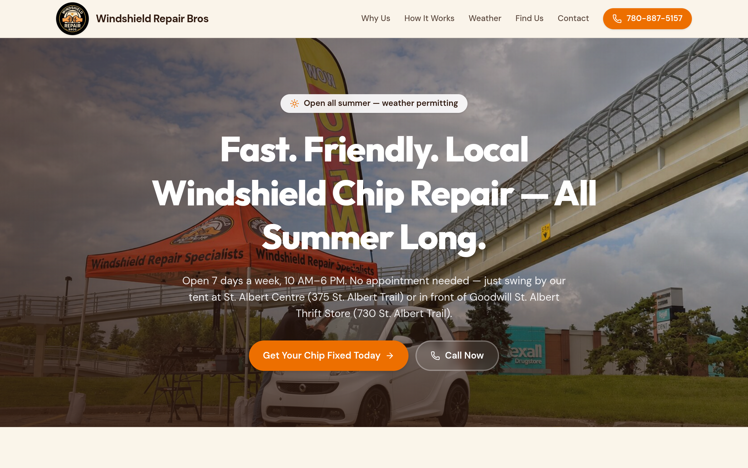 Windshield Repair Bros. website screenshot